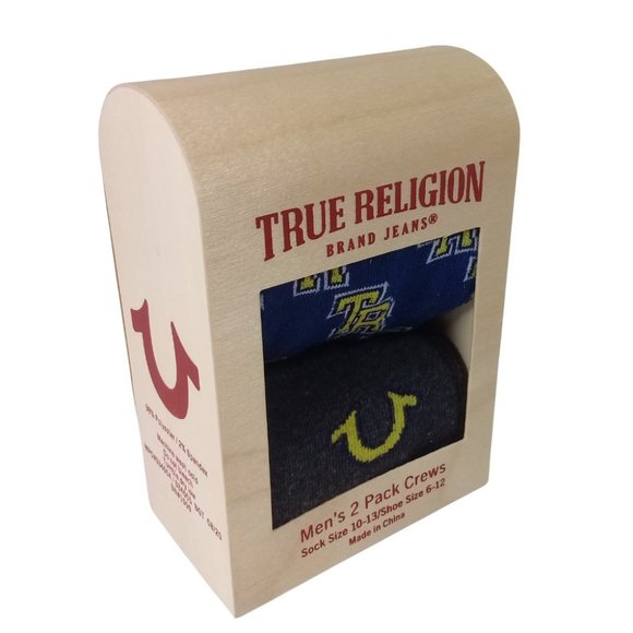 New True Religion Men's Two Pack Crew Socks Shoe Size 6-12 Sock Size 10-… - Picture 2 of 6